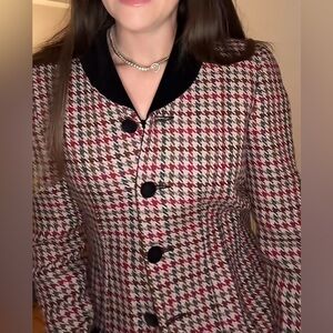 Saks Fifth Avenue Houndstooth Blazer - Black and Red